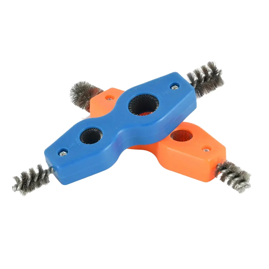 2-Pack 4-in-1 Copper Tube Pipe Cleaner – Inside & Outside Brush, 1/2\" & 3/4\" Heads, ABS/Aluminum, For Plumbing, Soldering, Battery Terminals