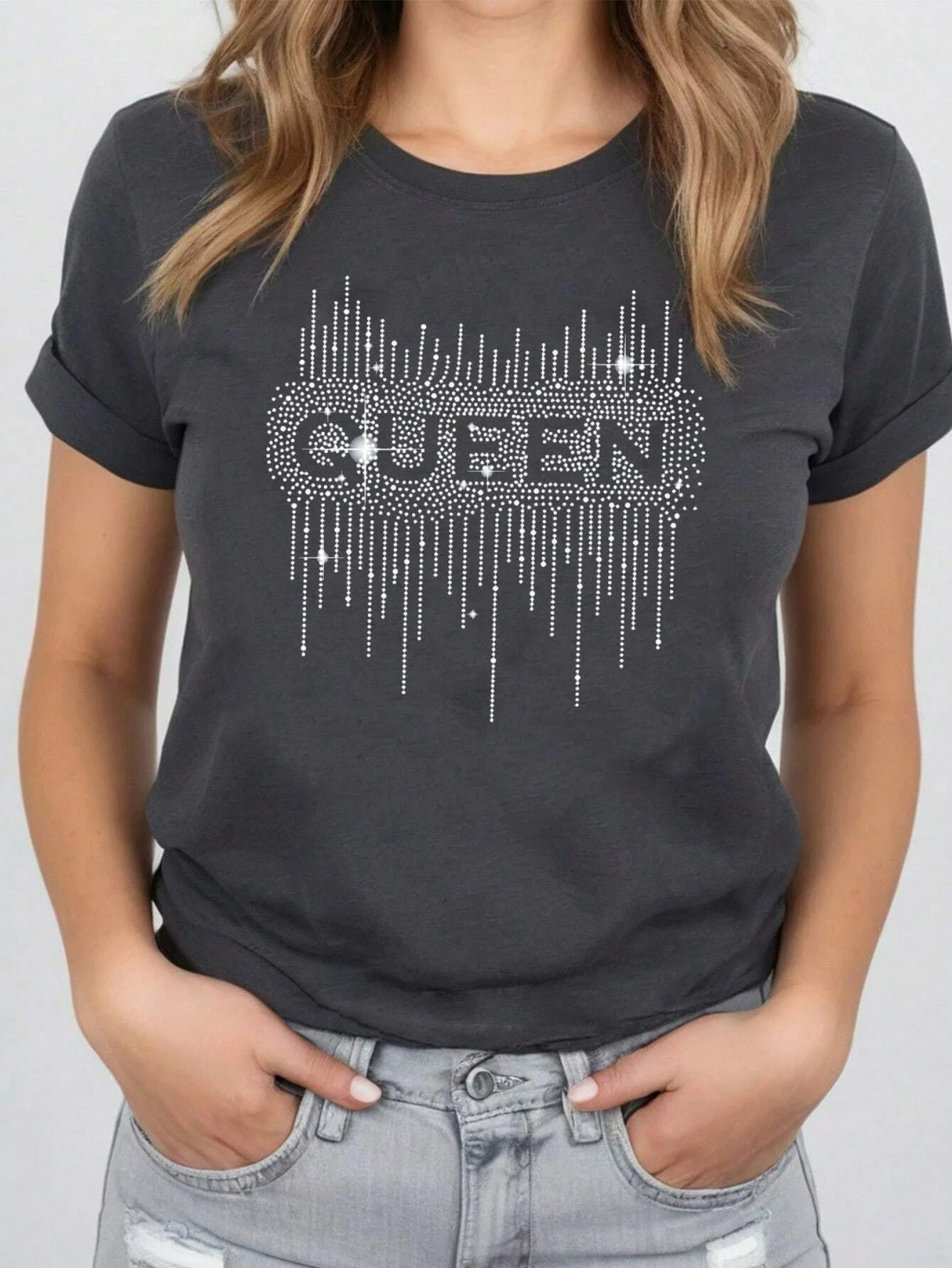 Camisetas personalizadas con diamantes de imitación Bling Pearls