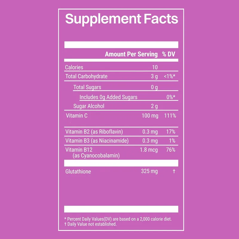 Private Label  Fruit Flavored  Effervescent Tablets for Adults Glutathione 500 mg and Vitamin C Skin Care Supplements