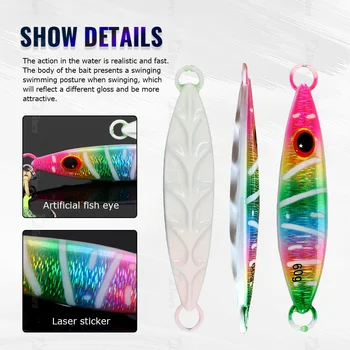 HIgh Quality 30g 40g 60g 80g Luminous Effect Sinking Saltwater Artificial Metal Jigs Fishing Lead Metal Jigs Bait – Metal Jig – view 5