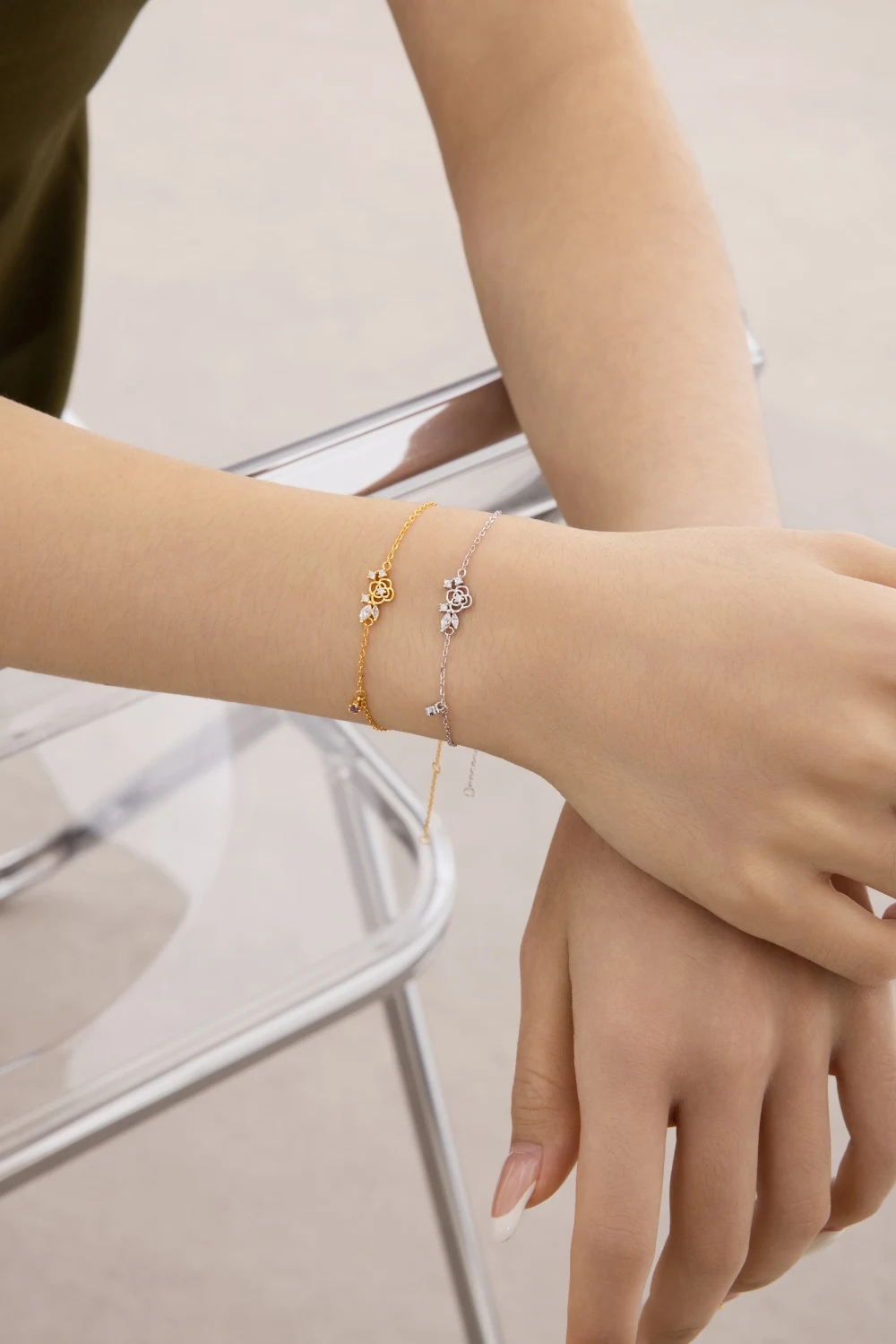 KAKODIY exquisite design exquisite rhodium 18K gold electronically coated electroplated chain link 5A zirconia flower pendant bracelet high jewelry detail 4