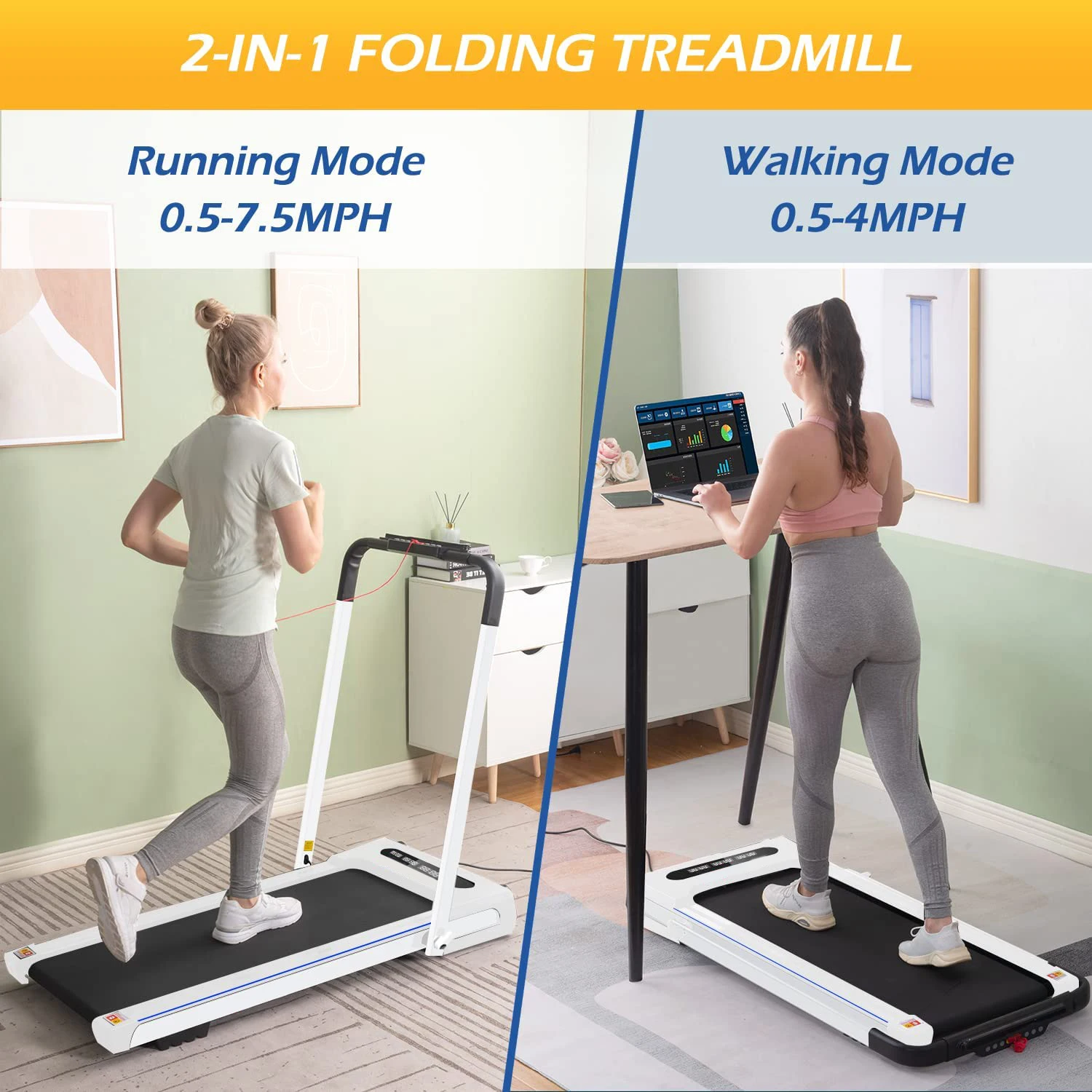 New Function Smart Fitness Exercise Running Machine 2 in 1 Folding Treadmill Under Desk Small Electric Treadmill