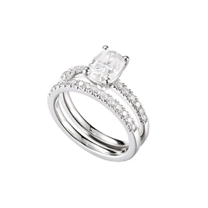 Wholesale Women Fine Jewelry Sets Mossanite Classic Brilliant Stackable Wedding for Couple Graduation 925 Sterling Silver Rings