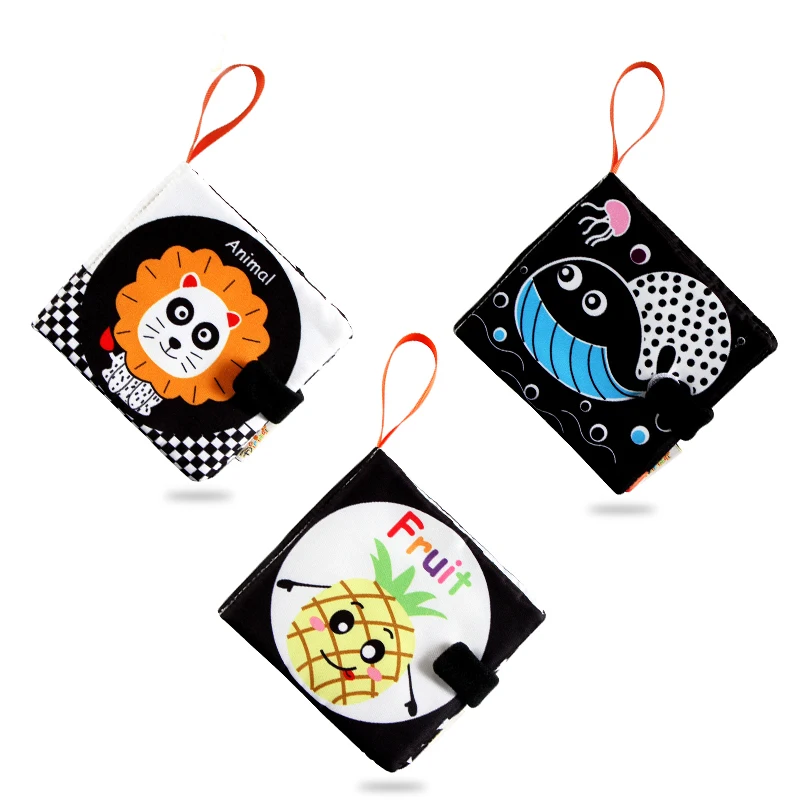 Черно-белая тканевая книга Визуальная стимуляция пляжная книга детская тканевая книга игрушка N005