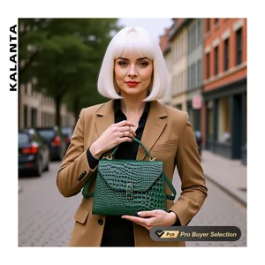 KALANTA Polyester Lining Handbags Quiet Croc-Embossed Satchels Lock Evening Clutch Messenger Handbags Star