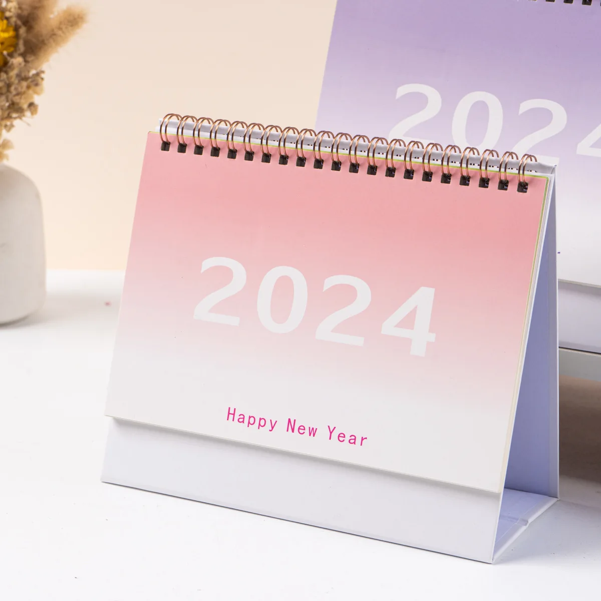 2024 New Planner Desktop Ornament Small Fresh Calendar Simple Gradient Color Desktop Calendar Monthly Calendar Office