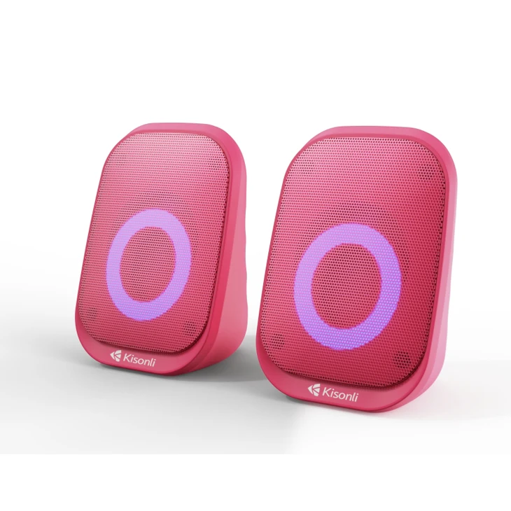 Kisonli Portable Computer Speakers Desktop Modern Speaker Laptop with Colorful Light