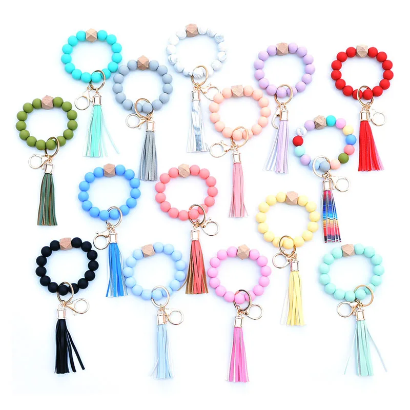 Yyx Elastic Cord Wallet Bracelet Keychain Wristlet Silicone Bead Key