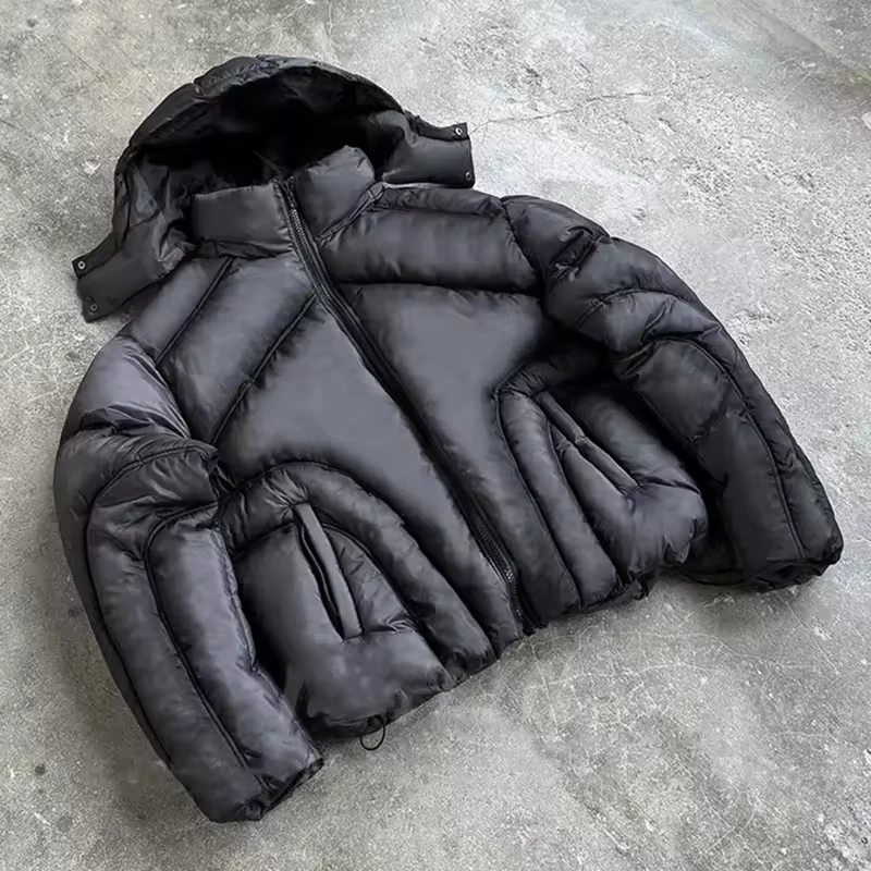 Fashion Design Winter Wear Warm Oversized Vintage Nylon Zipper Bomber Puffer Jackets for Men Down Coat Puffer Down Jacket gallery 3