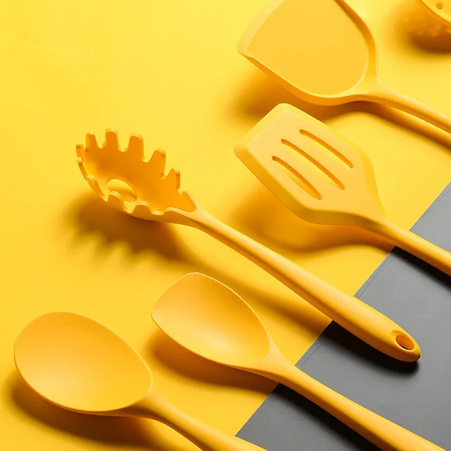 Yellow 9Pcs Silicone Utensils Set – INHAPPYKITCHEN