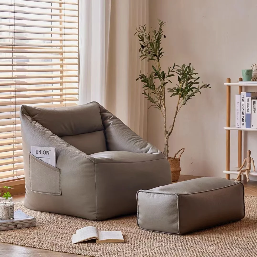 High Quality Modern Furniture Lazy Sofa Lounge Chair Fashion Living Room Chair Bean Bag with Ottoman