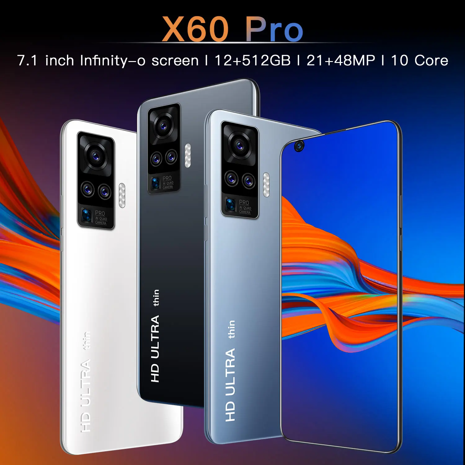 
 2020 новый модный X60 Pro Android AMOLED 3G 4G 5G android телефон оптом Оригинальный разблокированный смартфон  