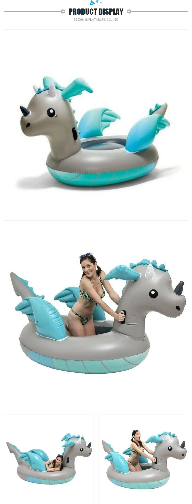 Inflatable Dinosaur Pool Float - Ride-on Rafts for Fun