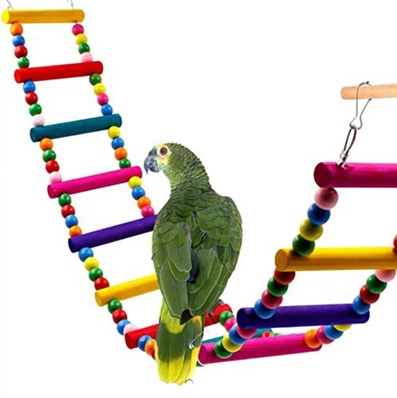 Colorful Bird Parakeet Toy Swing – Eco-Friendly, Wooden and