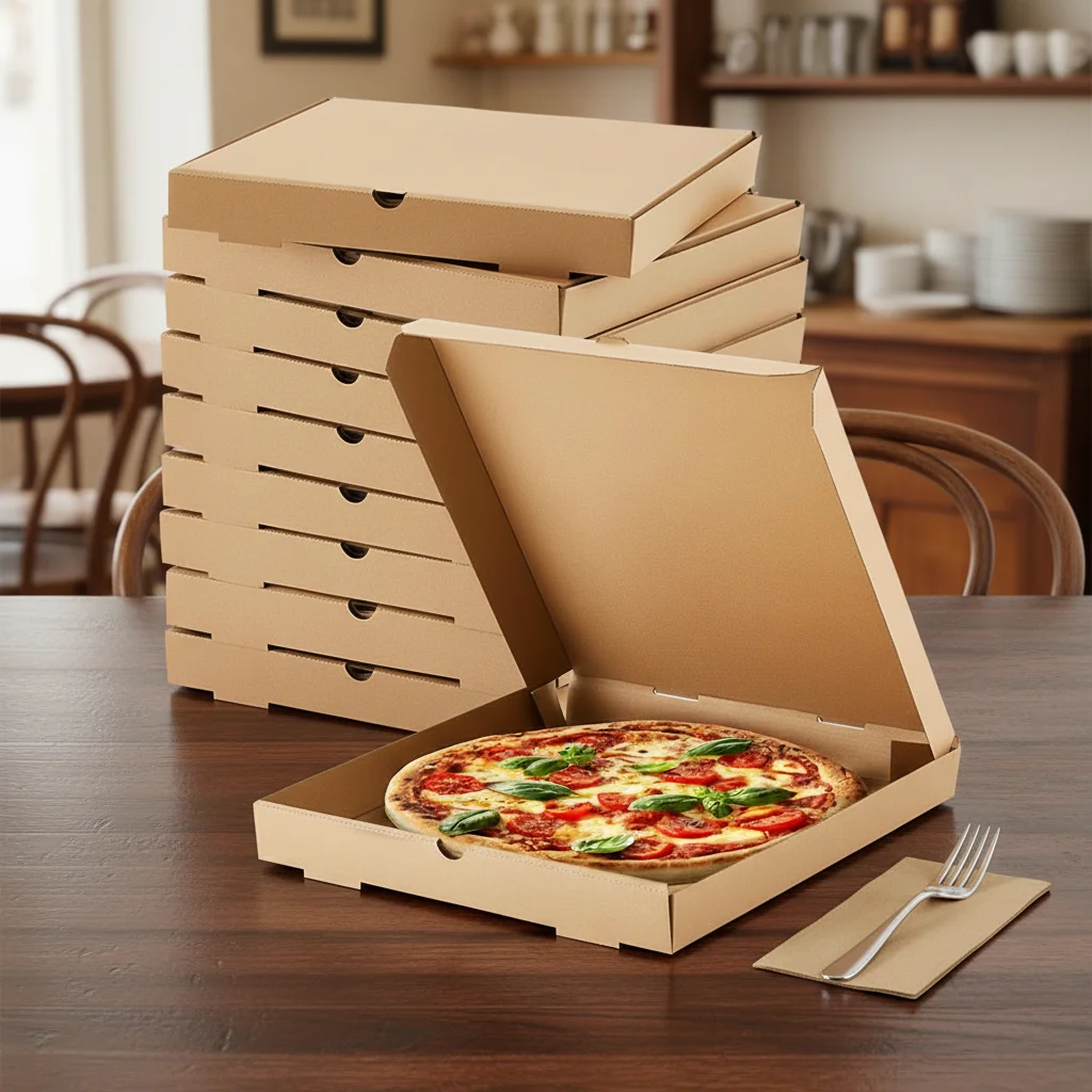 Wholesale 9 Inch 12 Inch 14 Inch Durable & Cost-effective Kraft Pizza Boxes Perfect for Daily Delivery with Logo Print