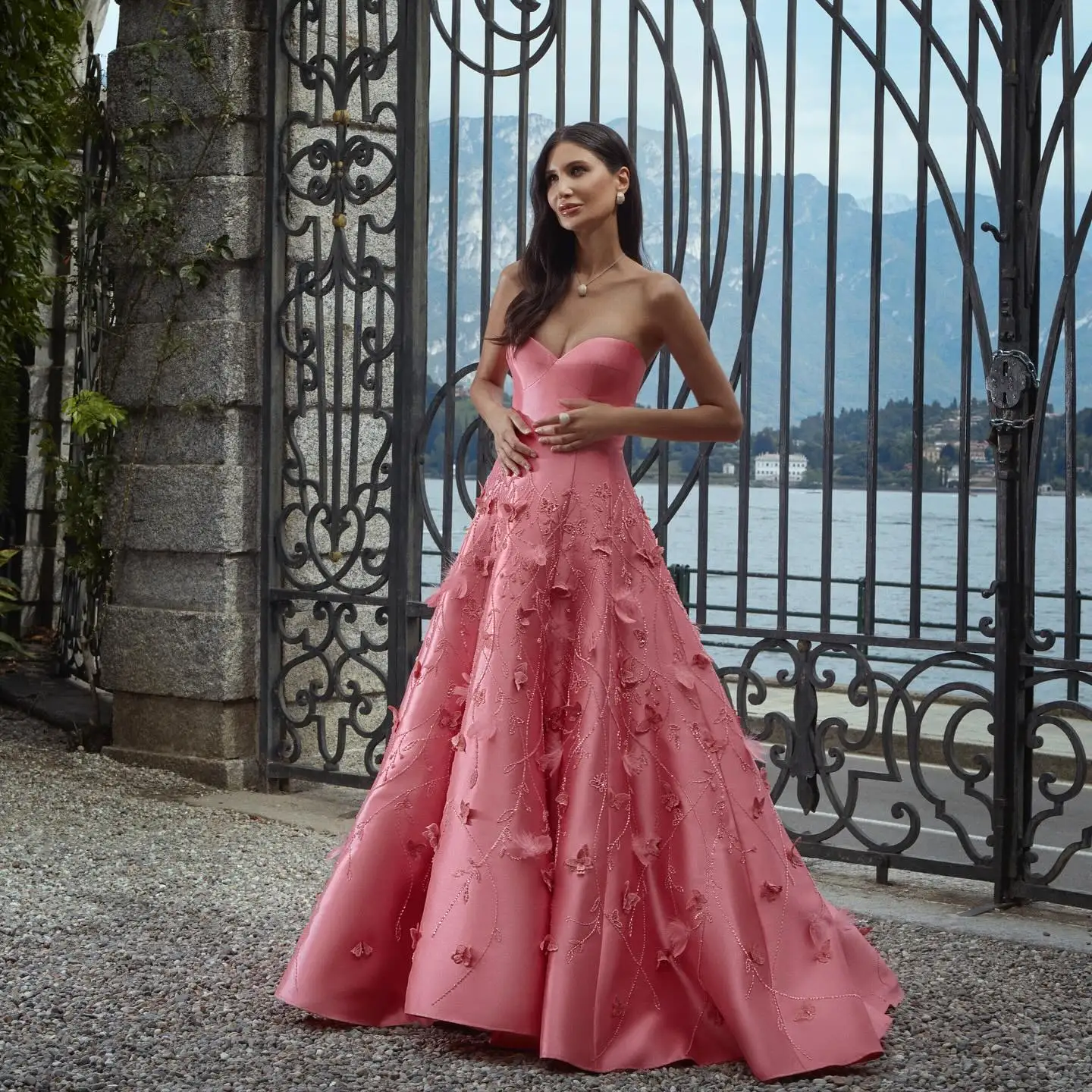 strapless open back dress Hot Pink Ball Gown for Girls main image 1