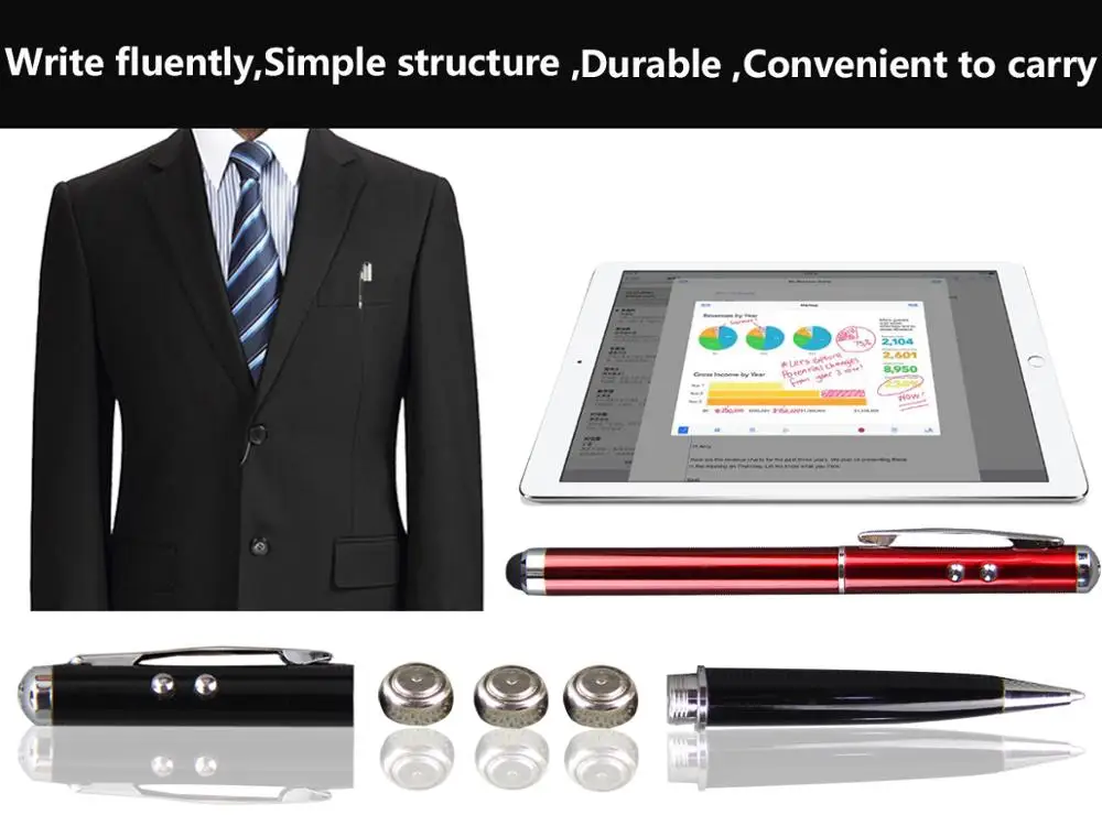 4 in 1 Computer Drawing Pen Small Metal Touch Screen Stylus Pen