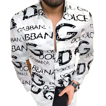 2021 New Cross-border Trade Source Men's Printed Hawaii Long Sleeve Men's Print Shirt