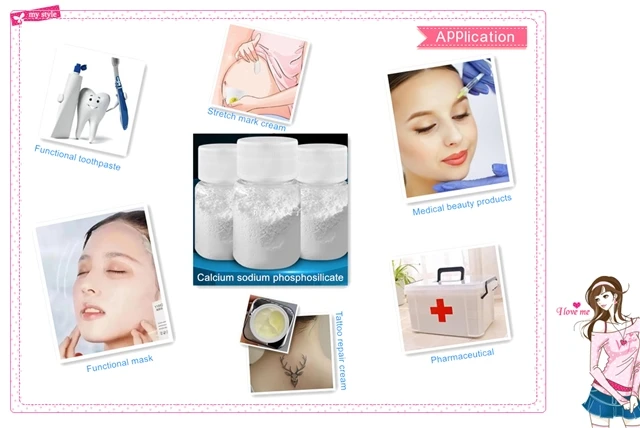 칼슘 나트륨 포스포실리케이트 액티민 이빨 민감성 및 스트레치 마크 크림을위한 생성 유리 분말 CAS 65997-17-3 1