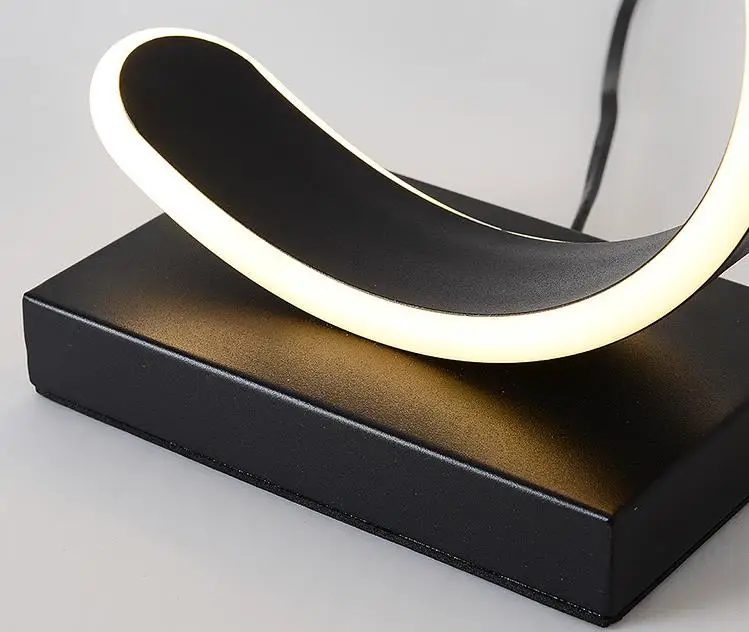 Modern creative S table lamp bedroom living room bedside warm home place S-shaped desk lamp