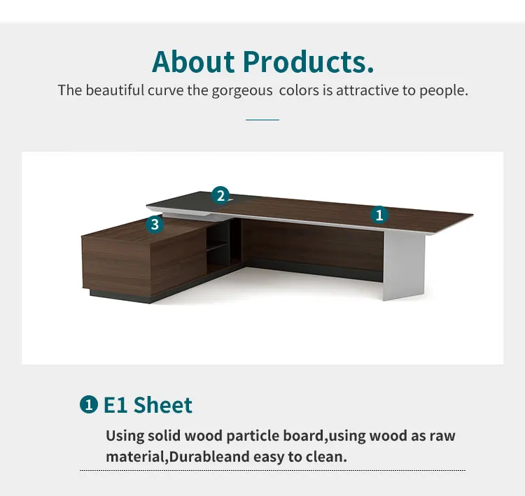 Luxury office furniture panel office desks large steady L shaped manager desk