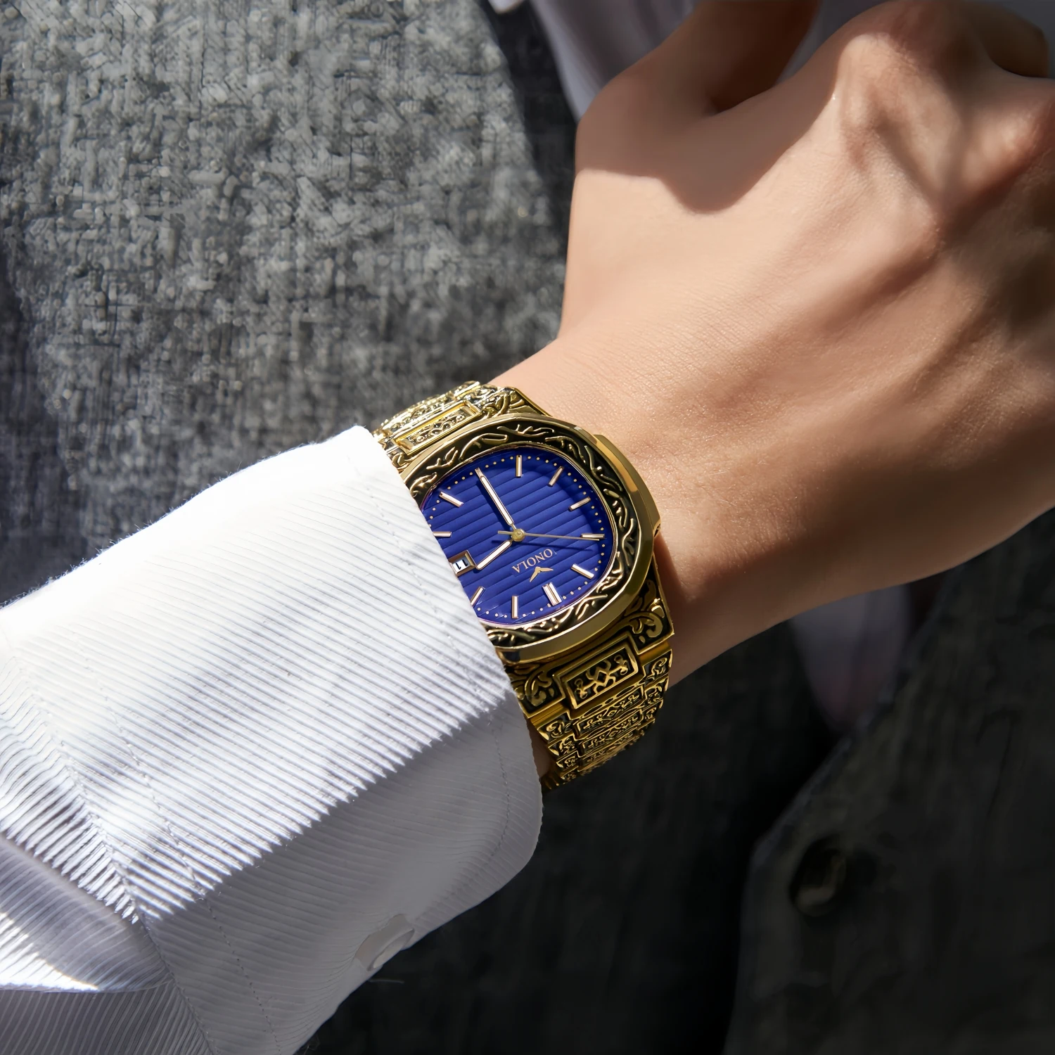 Luxury Gold Watches for Men ONOLA Business Retro Waterproof Muslim Quartz Watch Factory Wholesale Watches ON3808