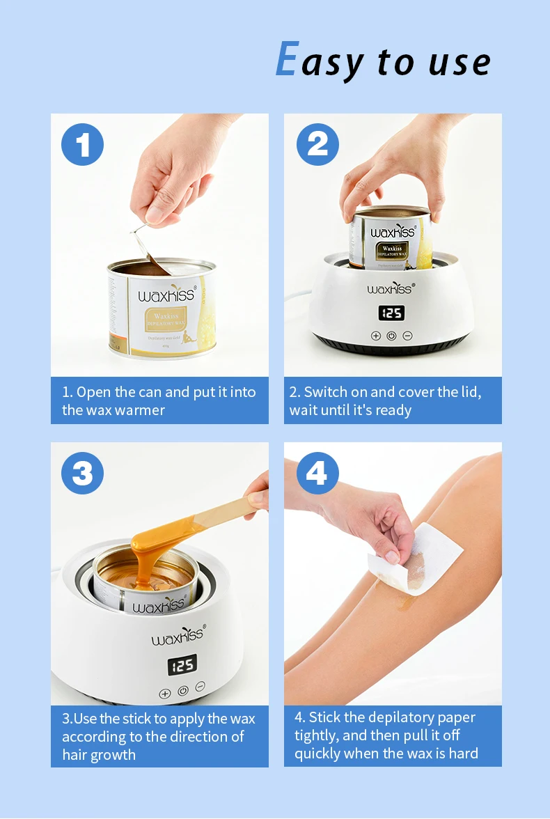 Waxkiss Oem Factory Professional 400g Soft Wax Full Body Canned Wax