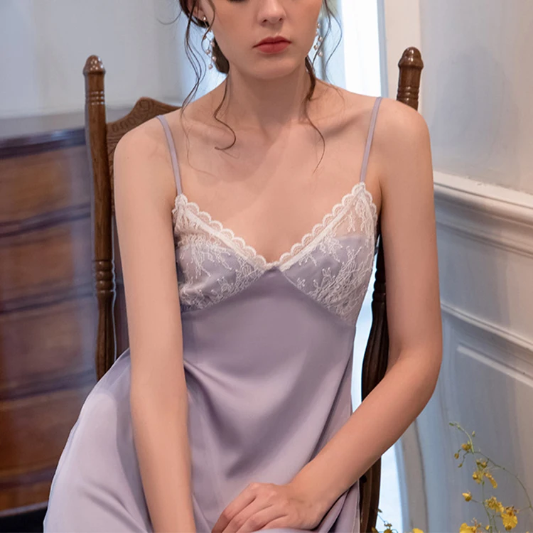 High Quality Luxury Fine Lace Sexs  Silk Sleepwear Cloth Hot Dress Night Lingerie Fine Lace for Women Ladies