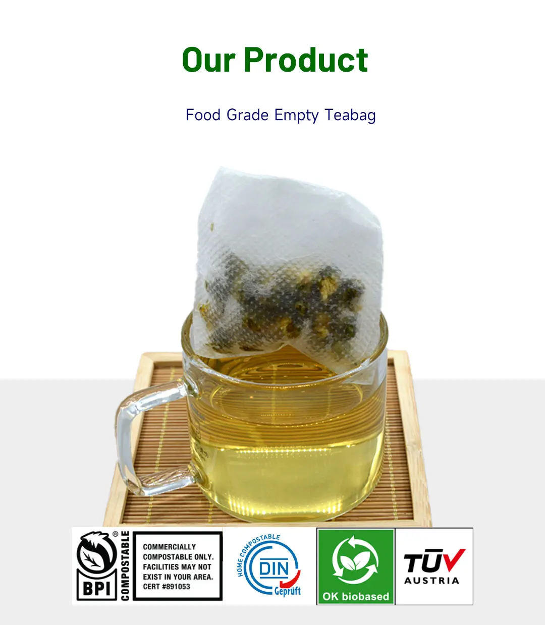 100 Biodegradable Corn Fiber Pla Folding Empty Tea Bags Empty Tea Bag