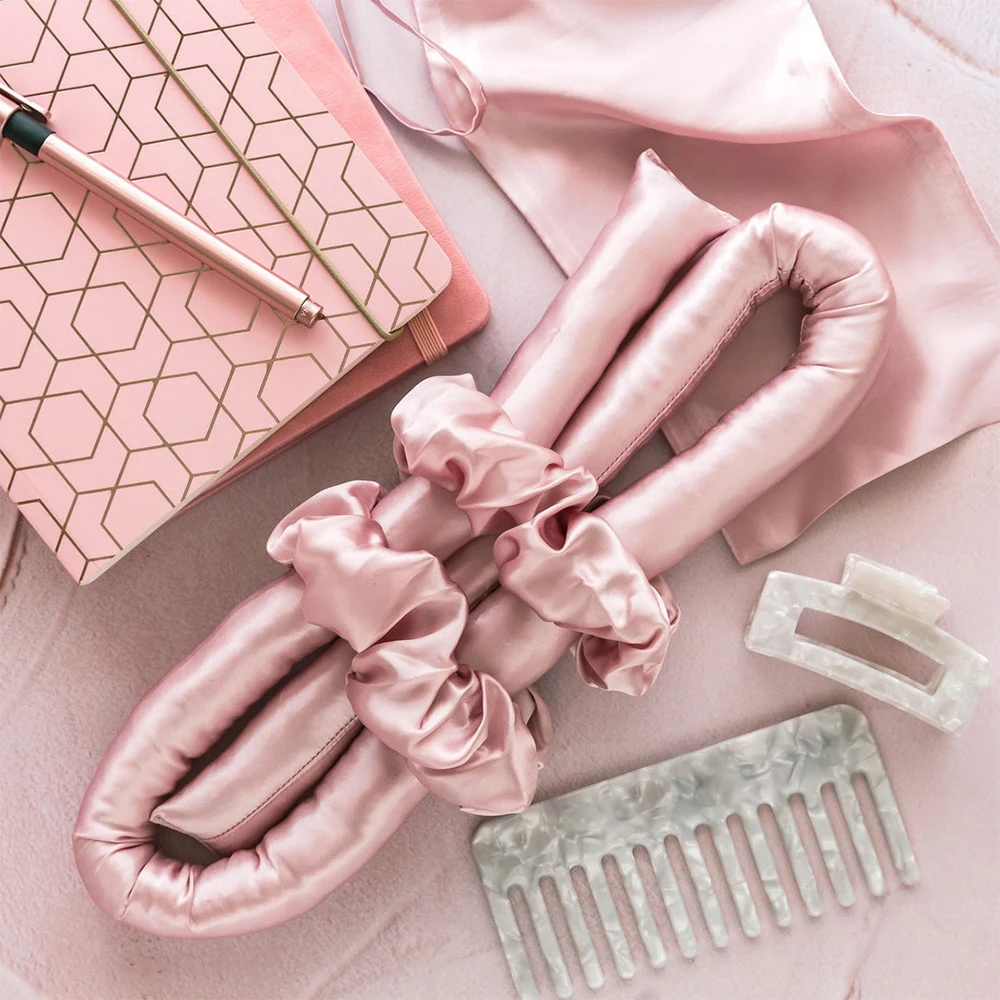 Pink Heatless Curling Ribbon Heatless Hair Mulberry Silk Silk