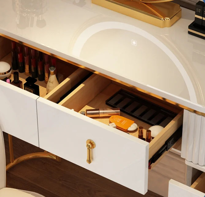 Minimalist Light Luxury Dressing Table Set Bedroom Storageintegrated Dressing Table with LED Lights Wall Mounted Dressing Table