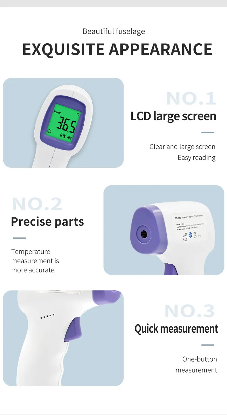Xiuda Auto-Off Digital Body Infrared Wireless Thermometer Forehead LED Display Temperature Meter Made of Durable Plastic