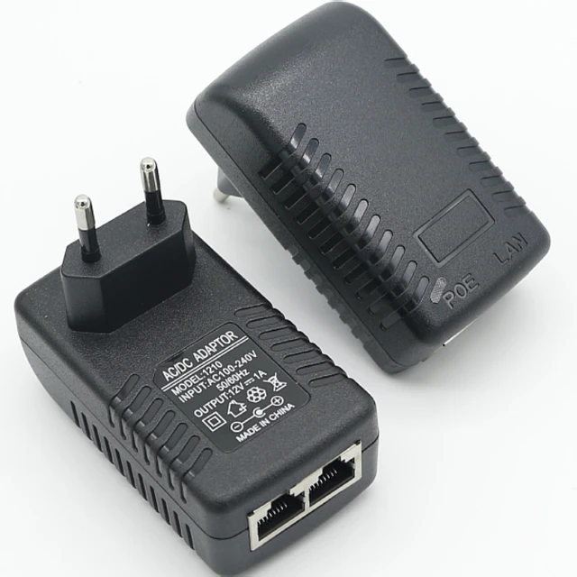 802.3Af Gigabit Power Injector 12V/2A Passive Rj45 POE Adapter with Display IP 10/100/1000Mbps Ethernet 12V DC/AC Output