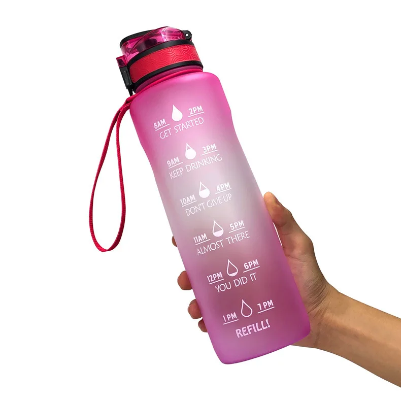 Оптовая продажа, Fitnes, Спортивная бутылка для воды для спортзала, для улицы, герметичная большая бутылка для воды из тритана с мотивирующим маркером времени