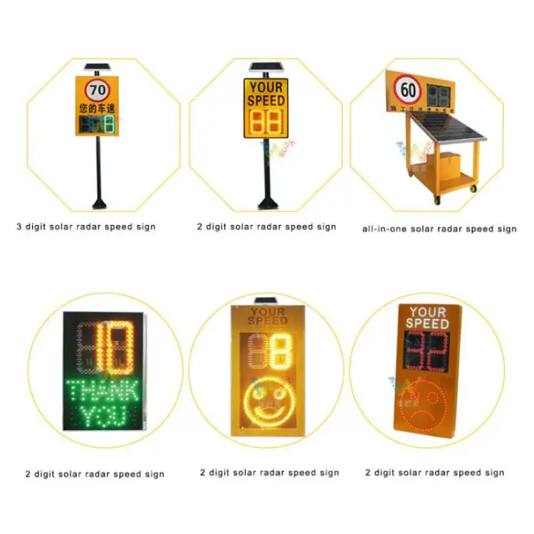 Traffic Flashing Warning Solar Speed Indicator Radar Detector Speed Meter Sensor Detector Limit Display Sign Speed Radar