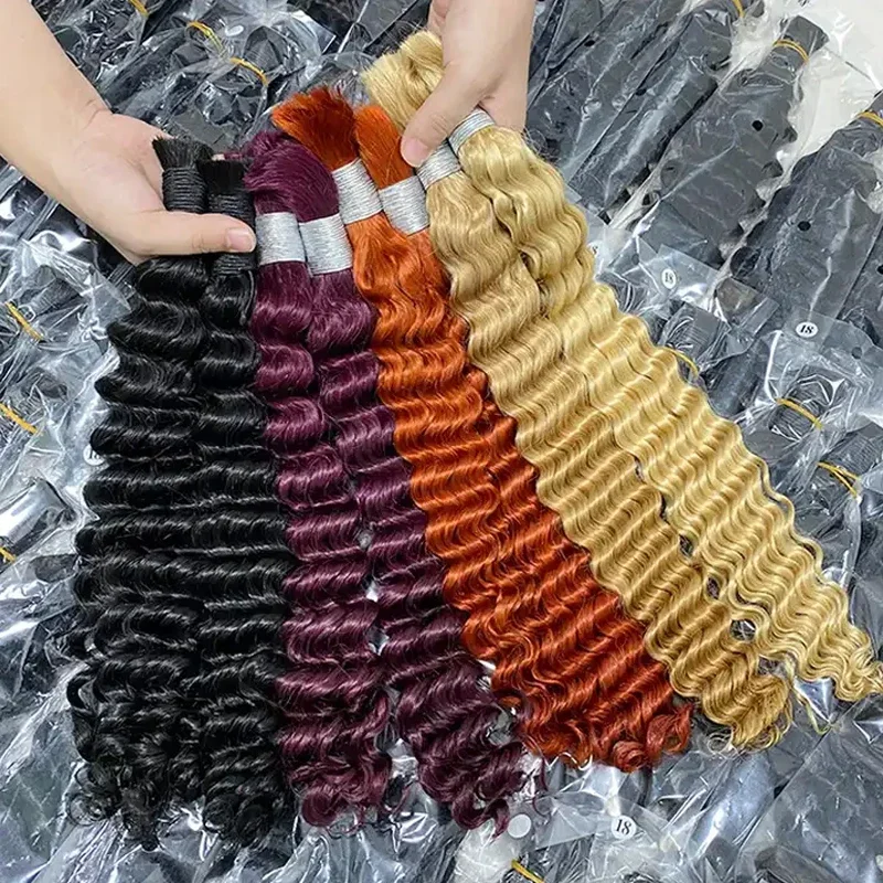Deep Wave Mass Inimese juuksed punumiseks Extenciones De Cabello Natural Humano Weaving Töötlemata_voghion.com