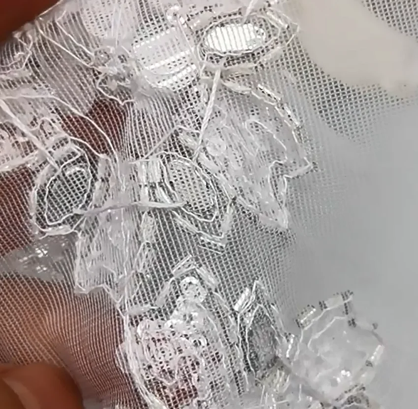 Блестящая кружевная лента ручной работы ширина 7 см Цветочные бусины блестки штрих-код Тюлевая сетчатая отделка для одежды воротник