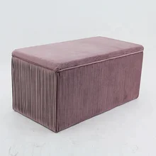 HStex Modern Furniture Storage Footstool Velvet Stool Puff Big Ottoman Cushion Sofa Pouf Velvet Seat