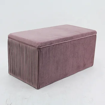 HStex Modern Furniture Storage Footstool Velvet Stool Puff Big Ottoman Cushion Sofa Pouf Velvet Seat