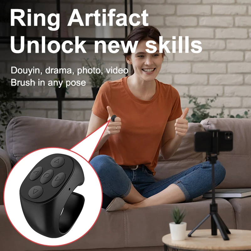 2024 TIK Tok Bluetooth Remote Control Tiktok Wireless Scrolling Control Page Turner Rechargeable with Ring Design and Charging C