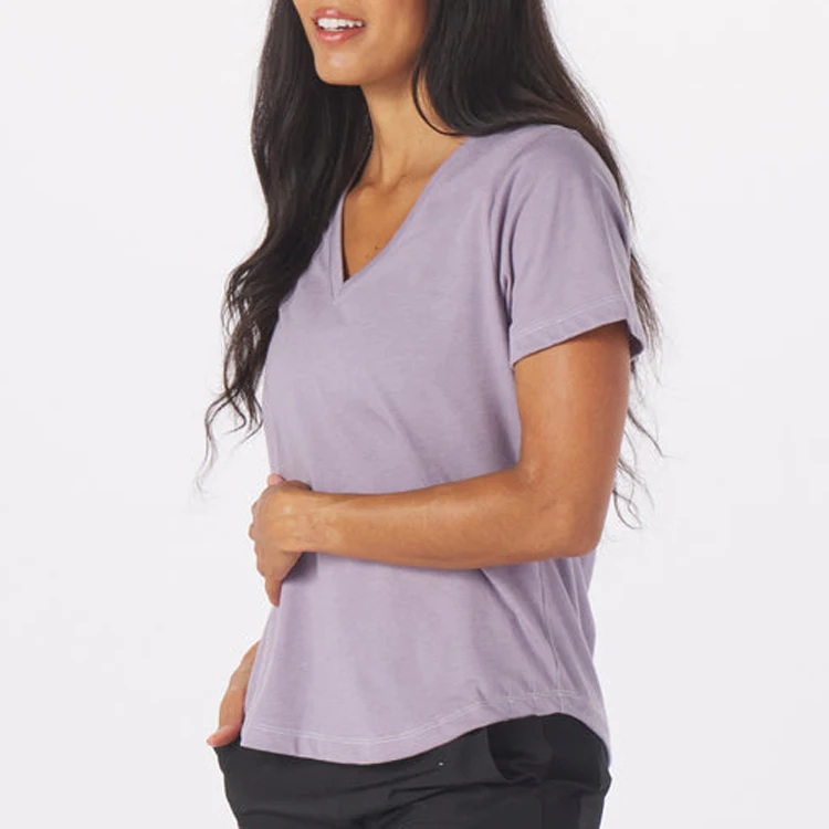 Wholesale High Quality Short Sleeve 100% Cotton Crew Neck V-neck Women ...