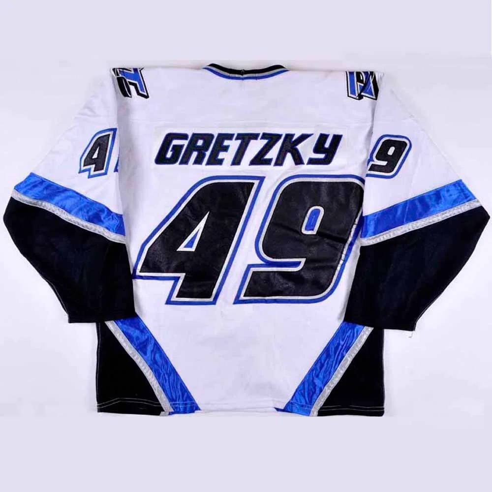 Brent Gretzky Signed Danbury Trashers Blue Game Model Jersey