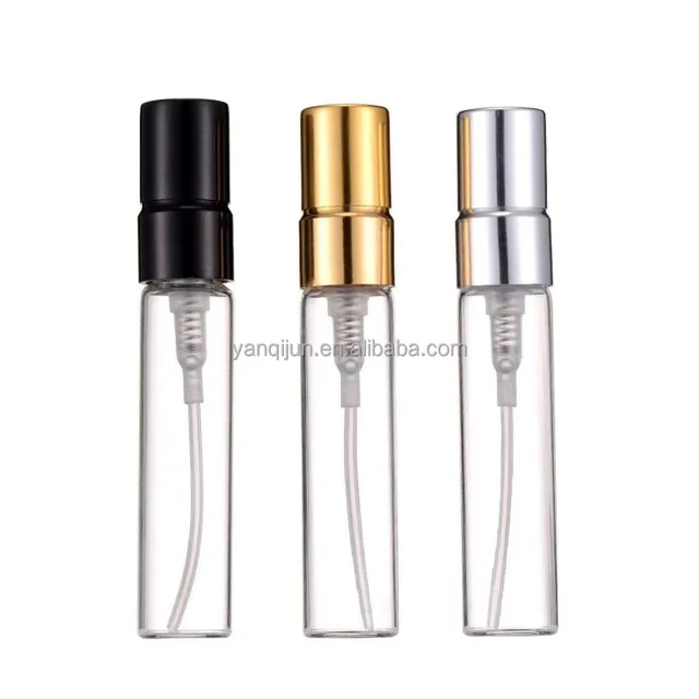 2ml 3ml 5ml 10ml glass perfume bottles with aluminum spray atomizer