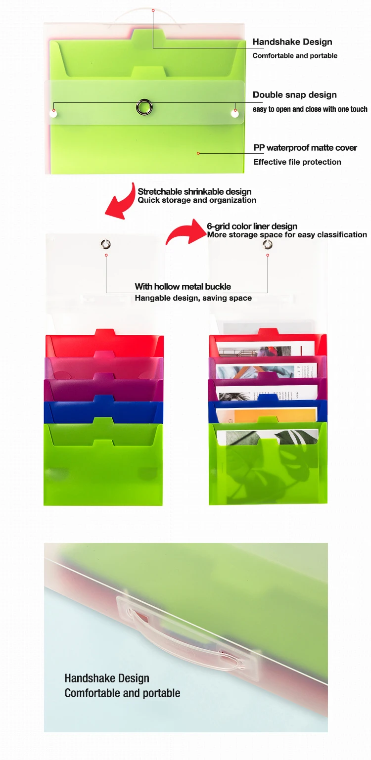 Plastic PP Custom 6 Pocket Letter/A4 Size Cascading Wall Organizer ...
