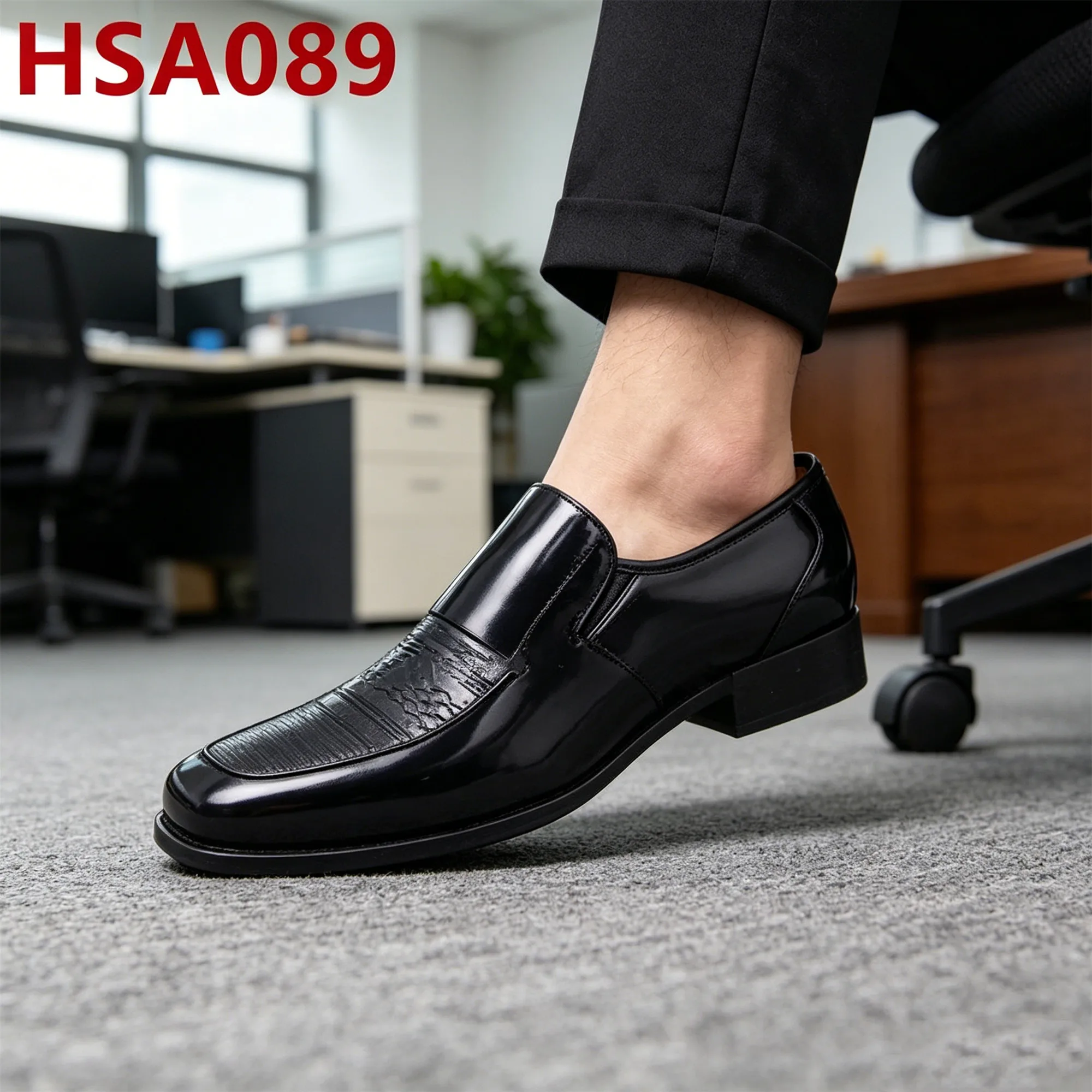 ZYF, Paggamit sa Lugar ng Trabaho Gamit ang Estilo ng Parisukat na Talampakan, Madaling Isuot/Hubarin, Walang Amoy na Sapatos para sa Opisina, Pambihirang Formal na Itim na Sapatos na Hindi Nakakaputol, HSA089