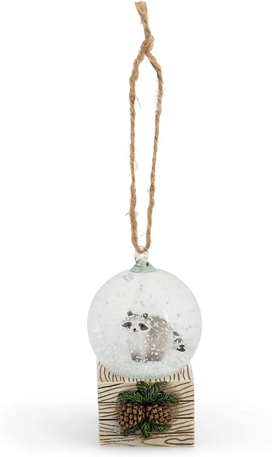 Mini Brown Resin Squirrel Raccoon Snow Globe Polyresin Hanging Christmas Ornament