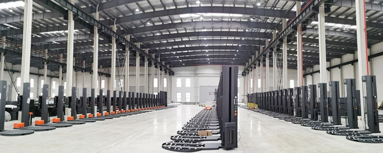 Máy quấn pallet thực phẩm và đồ uống tự động hoàn toàn năng suất cao kiểu vòng đòn bẩy với các bộ phận lõi bánh răng