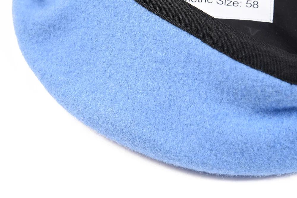 Adjustable Embroidered Unisex Wool French Tactical Beret, Blue Beret Forward Cap