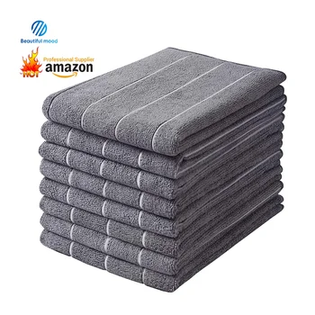 Grey Microfiber Absorbent Cleaning Cloth Rag Home Kitchen Cleaning Dish microfiber kitchen towel