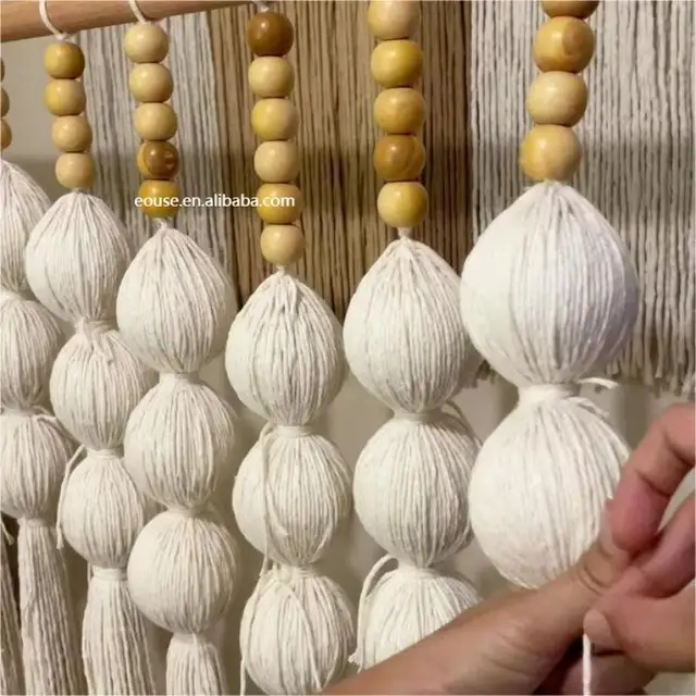 Boho Macrame Wall Art Hanging White Large Macrame Door Curtain Wedding Arch Cotton Rope Outdoor Indoor Bedroom Living Room Decor